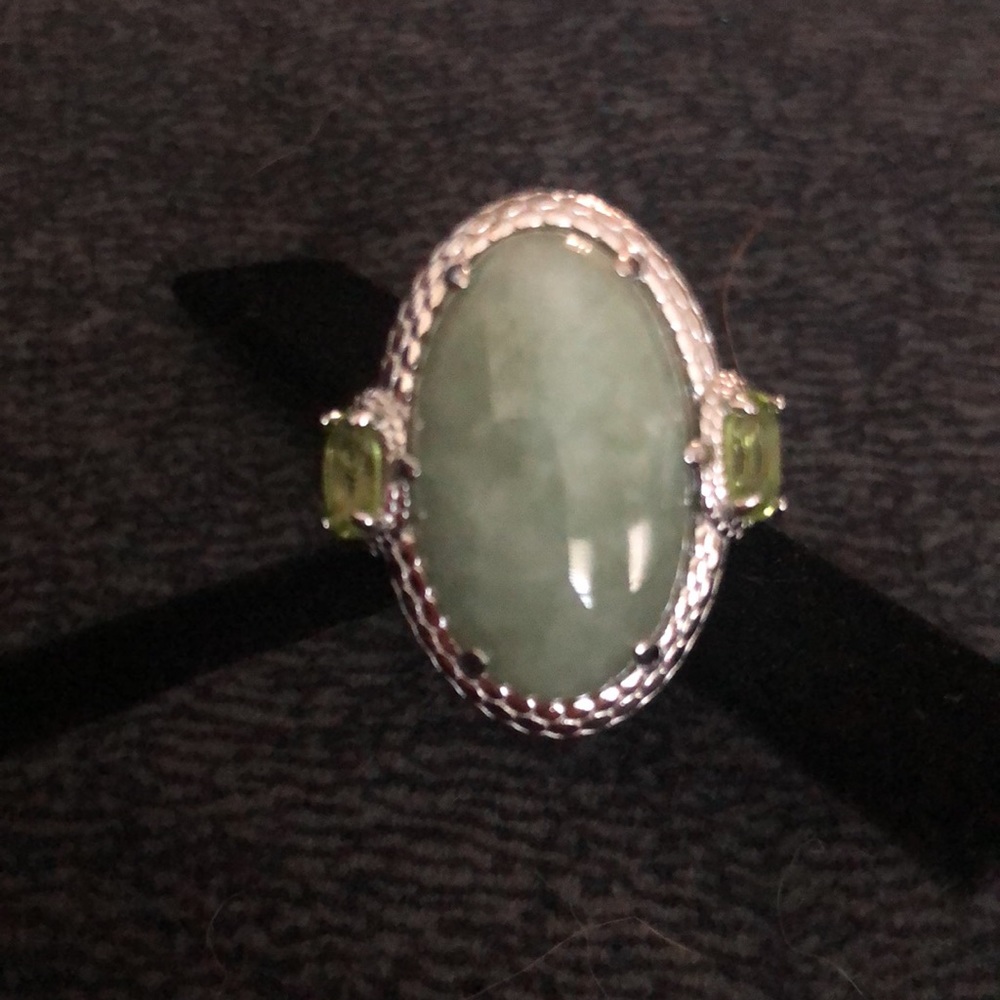 Stella Chow Sterling Silver Jade of Yesteryear Burmese Jade & Peridot Ring